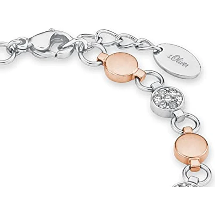 s.Oliver Damen Armkette, Edelstahl IP rose mit Swarovski Kristallen, individuell verstellbar von 18 cm bis 21 cm – Bild 3
