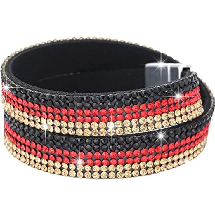 Morella Damen Armband Deutschland Fan, Glitzer Wickelarmband in Schwarz-Rot-Gold, 38 cm – Bild 2