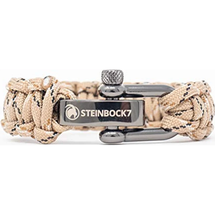 Steinbock7 Survival Armband Paracord, robustes Bushcraft Outdoor Armband mit Edelstahlverschluss, verstellbar, camouflage – Bild 3