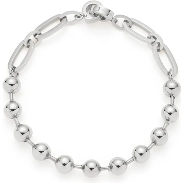 JEWELS BY LEONARDO Armband Dotty, silberfarbenes Edelstahl mit Kugeln und stilvollen Stegen, 19 cm, Schmuck Geschenk für Frauen, 024924