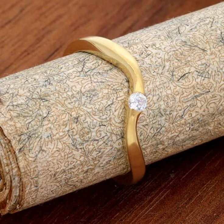 trendor Damenring Gold 333/8K, elegantes Schmuckstück mit Zirkonia, Ringgröße 52/16,6, matt gebürstete und teilpolierte Oberfläche – Bild 2
