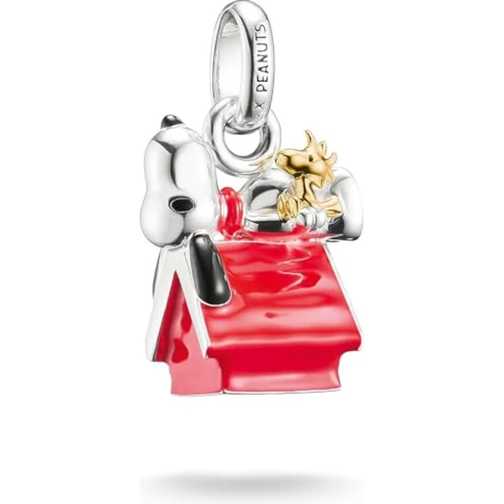 THOMAS SABO Charm-Einhänger THOMAS SABO x Peanuts Snoopy/Woodstock, Hundehütte, vergoldetes Silber 925 mit Emaille, handbemalt – Bild 1