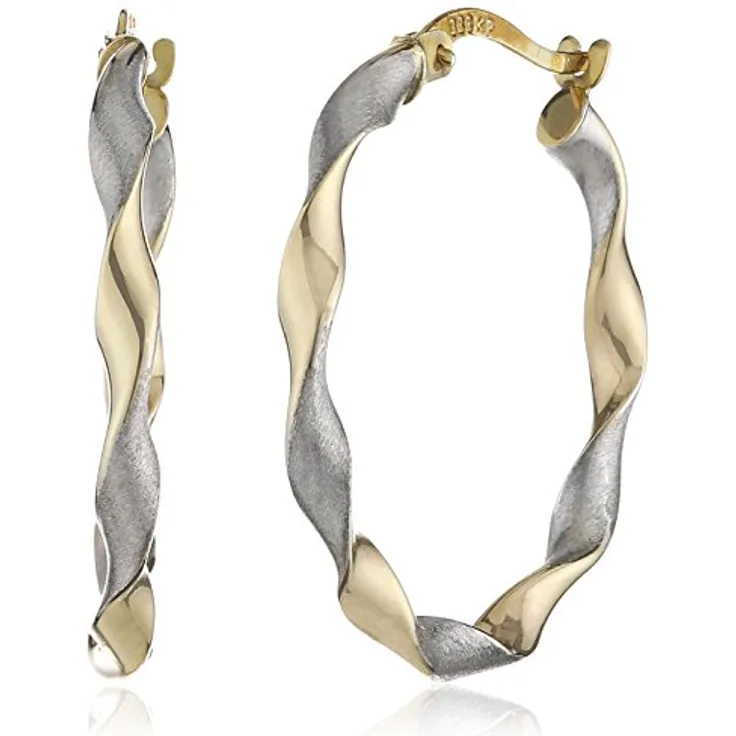 Fascination by Ellen K. Damen Creolen, 8 Karat 333 Gold, zweifarbig diamantiert mit komfortablem Klappbügelverschluss
