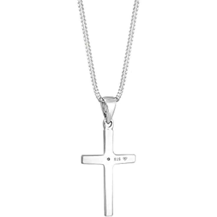 Elli DIAMONDS Halskette Damen, Kreuz Anhänger mit 0.005 ct. Diamant in 925 Sterling Silber, 45 cm Länge – Bild 5