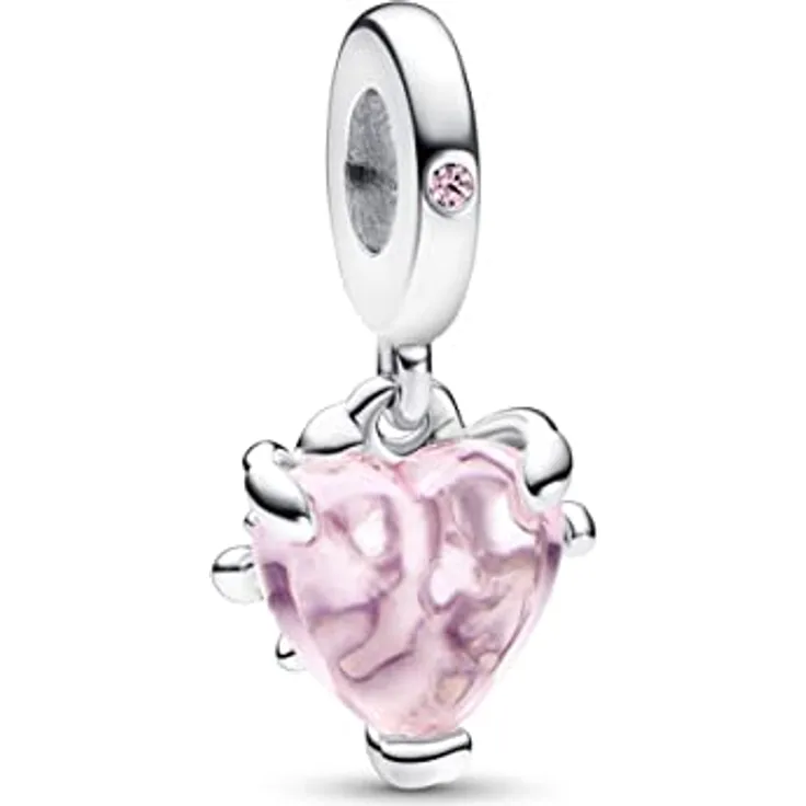PANDORA Moments Anhänger Stammbaum, Sterlingsilber mit märchenrosa Cubic Zirkonia und rosarot-schattiertem Kristall