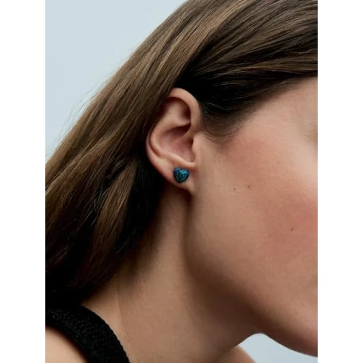 PANDORA Moments Schimmerndes Grünes Herz Ohrringe aus Sterling Silber mit künstlichem Opal, grün-blau – Bild 4