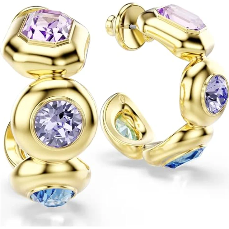 Swarovski Gema Creolen, vergoldet, mehrfarbig, 3.1 x 1.3 cm, Kristalle – Bild 4