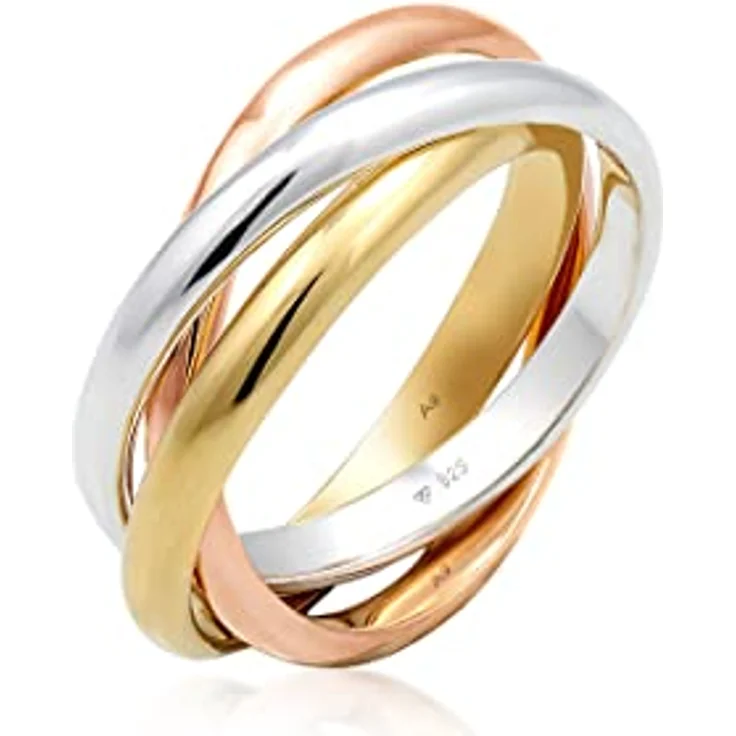 Elli Ring Damen Wickel Basic Tri-Color, 925 Sterling Silber, handgefertigt, anlaufgeschützt – Bild 1