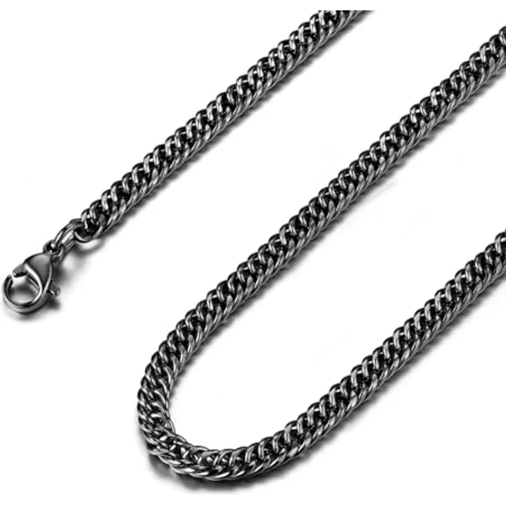 FindChic Schwarz Panzerkette, Herren Halskette 3mm Gliederkette 71cm Edelstahl, mit Geschenkebox für Weihnachten und Geburtstag – Bild 1