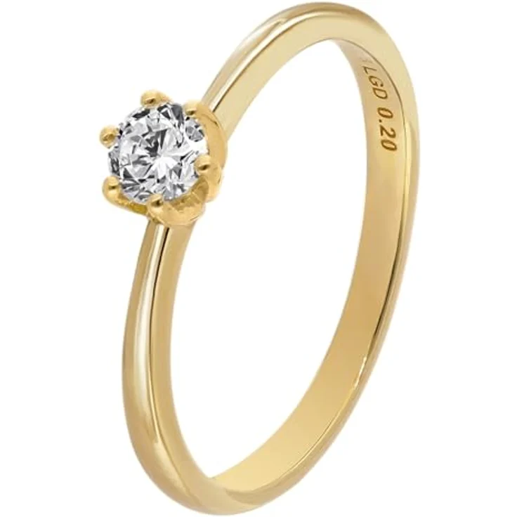 GLIZZ Damenring GL8664-54, Brillantring aus 333er Gelbgold mit 0,20 ct Lab Grown Diamant, Ringgröße 54/17,2 – Bild 1
