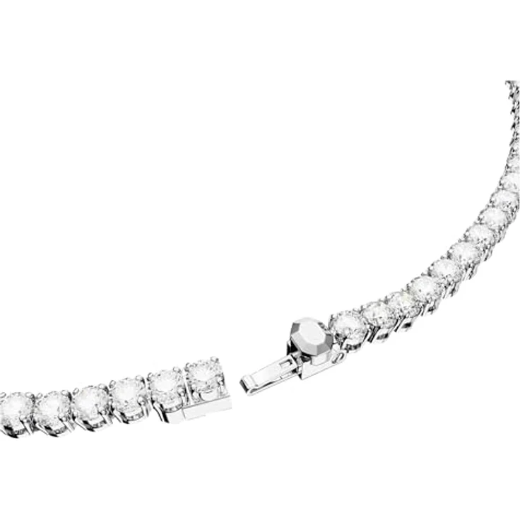 Swarovski Matrix Tennis Halskette, Rundschliff, Weiß, rhodiniert, moderne Eleganz für Damen – Bild 3