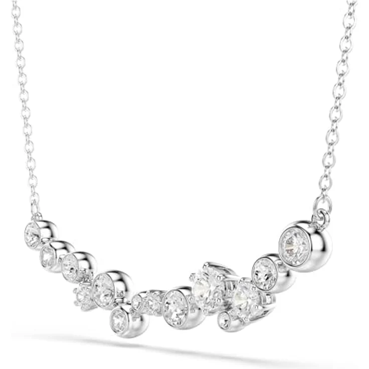 Swarovski Constella Halskette, Rhodinierte Damenhalskette mit klaren Kristallen in Krappen- und Kesselfassungen, 38-48 cm – Bild 3