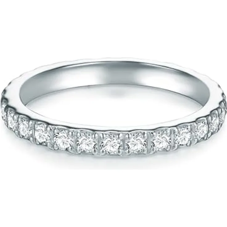 Trilani Damen Memoirering Sterling Silber mit Zirkonia, weiß, Brillantschliff, ideal als Verlobungsring oder Antragsring, inklusive Schmuckverpackung