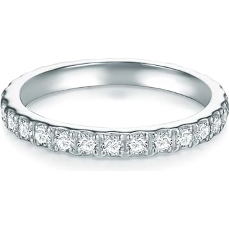 Trilani Damen Memoirering Sterling Silber mit Zirkonia, weiß, Brillantschliff, ideal als Verlobungsring oder Antragsring, inklusive Schmuckverpackung – Bild 1