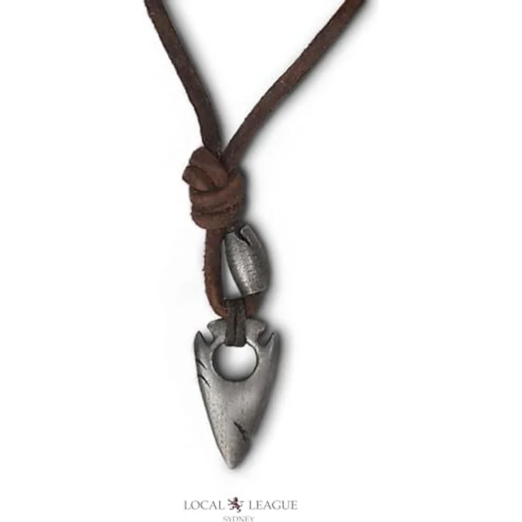 LOCAL LEAGUE Herren-Halskette 'OCEAN HUNTERS', verstellbare Lederkette mit braunem Kordel-Tanga-Seil und Pfeilspitze-Metall-Anhänger, 39-65 cm, ideal für Strand, Festivals und Clubs – Bild 5