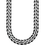 s.Oliver Herren Halskette, Edelstahl IP Schwarz, 50 cm lange Panzerkette, 8 mm breit