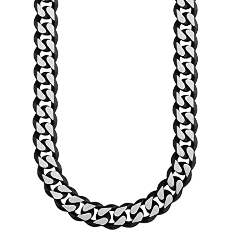 s.Oliver Herren Halskette, Edelstahl IP Schwarz, 50 cm lange Panzerkette, 8 mm breit