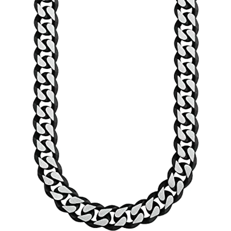 s.Oliver Herren Halskette, Edelstahl IP Schwarz, 50 cm lange Panzerkette, 8 mm breit – Bild 1