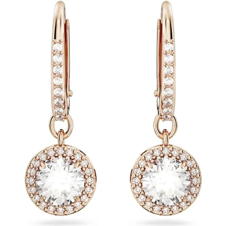 Swarovski Ohrstecker Una Angelic 5638769, Creolen aus Roségold mit Swarovski-Kristallen in klarem Weiß, klappbar – Bild 2