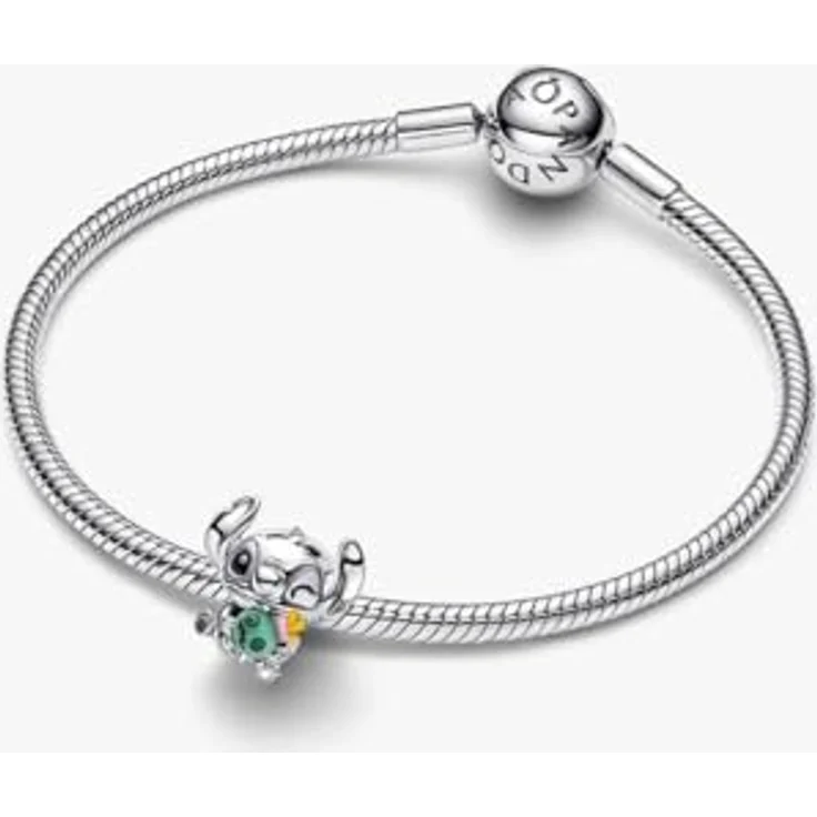 PANDORA Charm Disney Stitch & Scrump Anhänger, 925 Sterling Silber mit grünem Murano Glas und farbenfroher Emaille, kompatibel mit Moments, 794554C01 – Bild 3