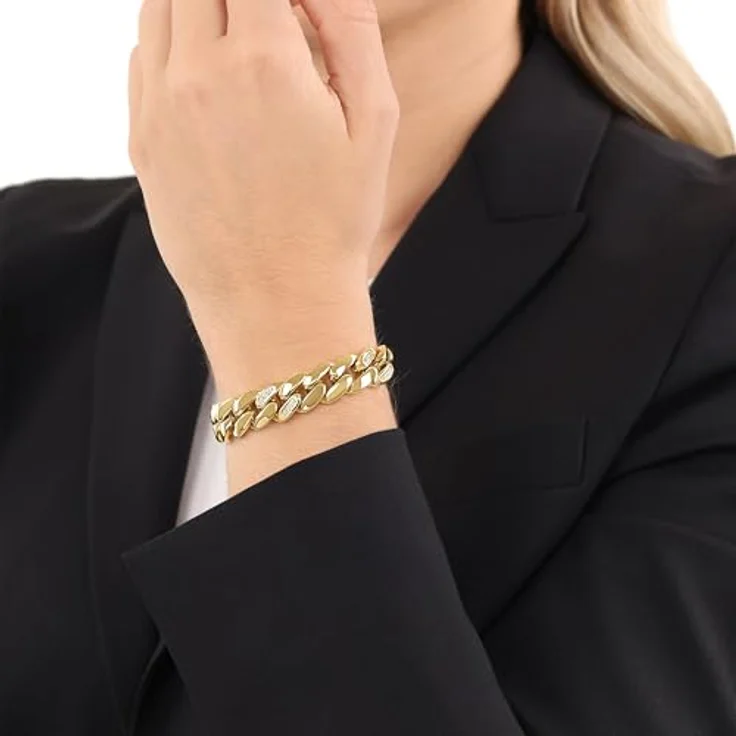 JOOP! Damen Armband Edelstahl mit Zirkonia, Bicolor, 19+3 cm, Klappverschluss, inklusive Geschenkbox – Bild 2