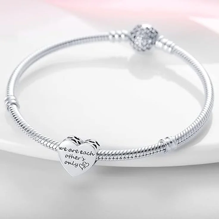 Pandach Damen Charm Anhänger C17, 925 Sterling Silber mit Zirkonia-Steinen, kompatibel mit europäischen Armbändern und Halsketten – Bild 3