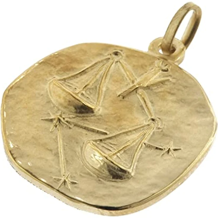 trendor Waage Herren-Halskette Gold auf Silber, Ø 20 mm Sternzeichen-Anhänger mit vergoldeter Rundanker-Kette, 60 cm 925er Silber – Bild 2