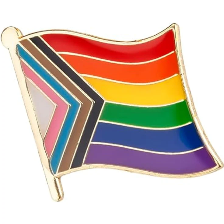Sinwinkori Progress Pride Flag Metallabzeichen, 3-teiliges Anstecknadel-Set aus hochwertigem Metall und Emaille, 25 x 25 mm – Bild 2