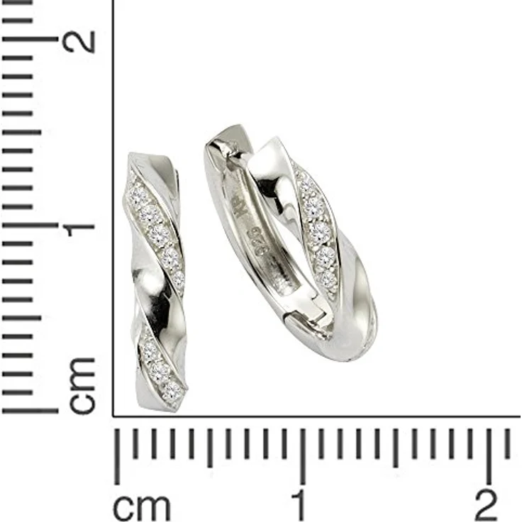 Zeeme Damen Ohrringe 925/- Sterling Silber, 1,5cm glänzend mit weißen Zirkonia, rhodiniert – Bild 2