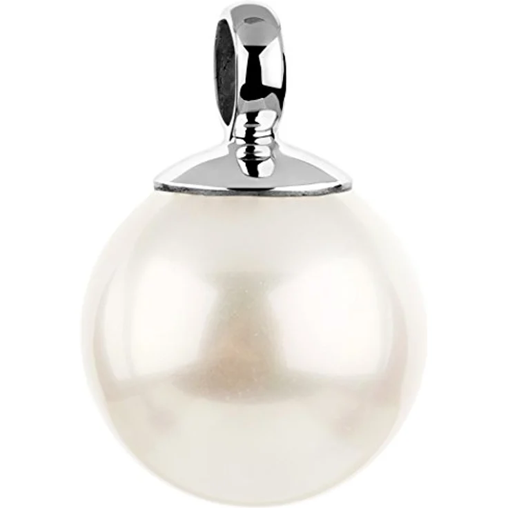 Nenalina Perlen Anhänger für Damen, 925 Sterling Silber, Muschelkernperle 14 mm, Länge 20 mm – Bild 1