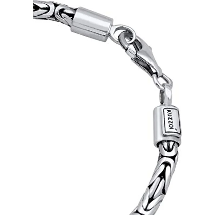 Kuzzoi Buddha Silber-Armband, handgefertigtes Königskettenarmband aus 925 Sterling Silber mit Karabiner, 4 mm, 18g, für Herren – Bild 3