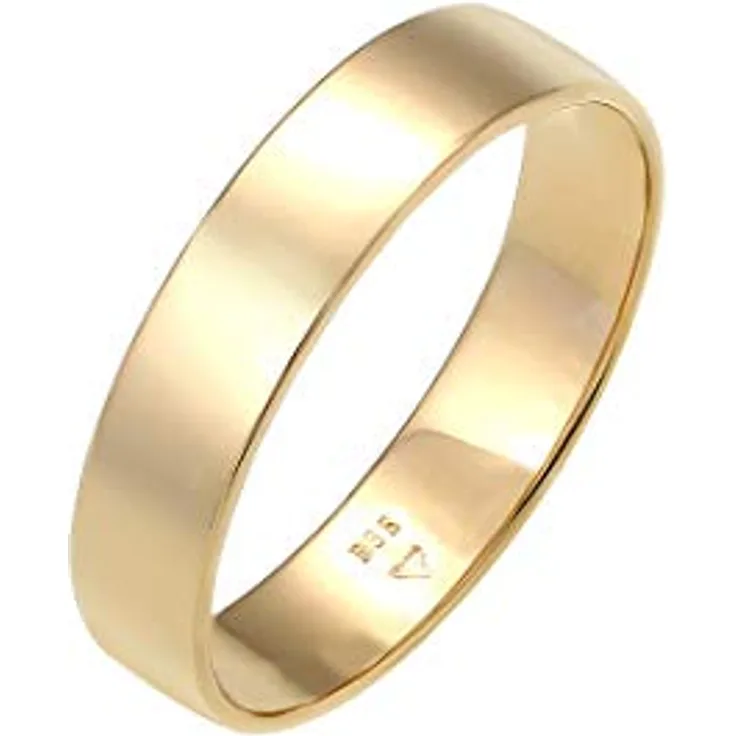 Elli PREMIUM Ring Damen Bandring Trauring Basic aus 585 Gelbgold, handgefertigt, anlaufgeschützt, hochglanzpoliert