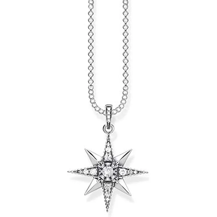 Thomas Sabo Damen Kette Royalty Stern, 925 Sterling Silber, weiß, mit Anhänger