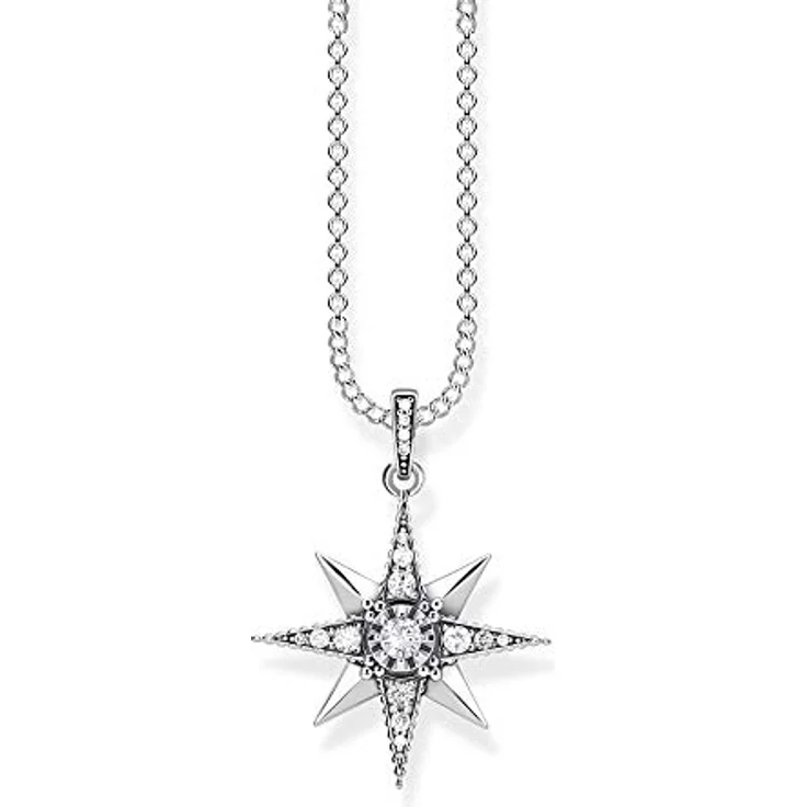 Thomas Sabo Damen Kette Royalty Stern, 925 Sterling Silber, weiß, mit Anhänger – Bild 1