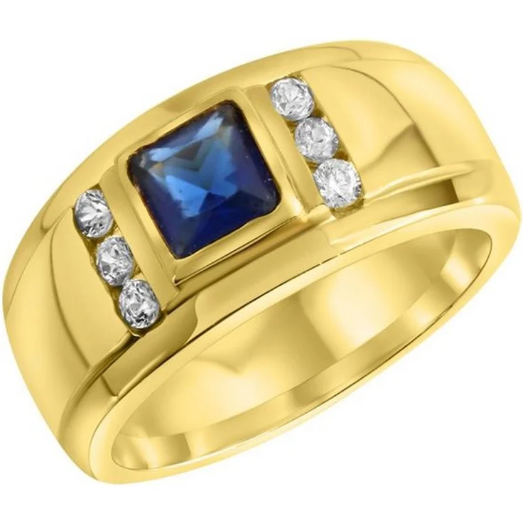 Firetti Silber 925 Fingerring, Siegelring-Optik mit dunkelblauem Glasstein und Zirkonia (synth)