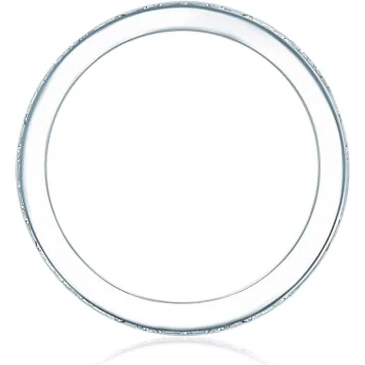 Trilani Damen-Memoirering, Sterling Silber Zirkonia weiß im Brillantschliff, 4,5 mm schmale Ringschiene, Verlobungsring Ehering Trauring mit edlem Lederetui – Bild 3