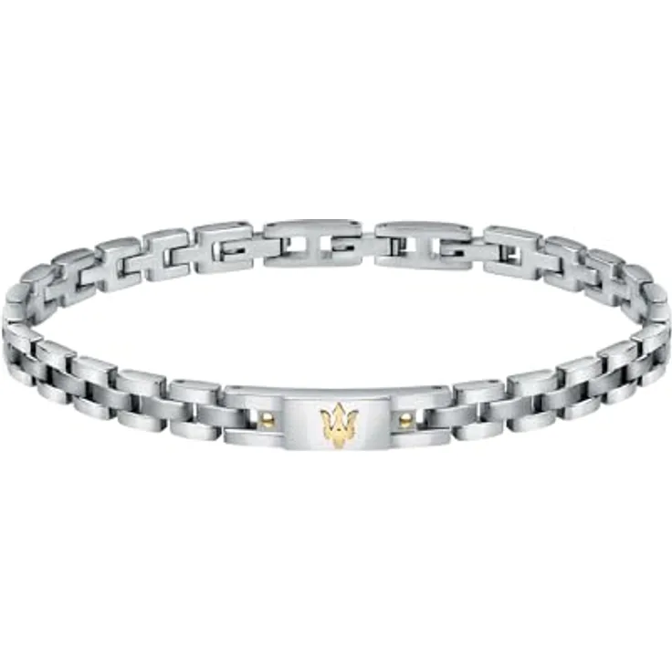 Maserati JEWELS Herren Armband aus Stahl, vergoldet, 22cm mit Clip-Verschluss - JM420ATH05