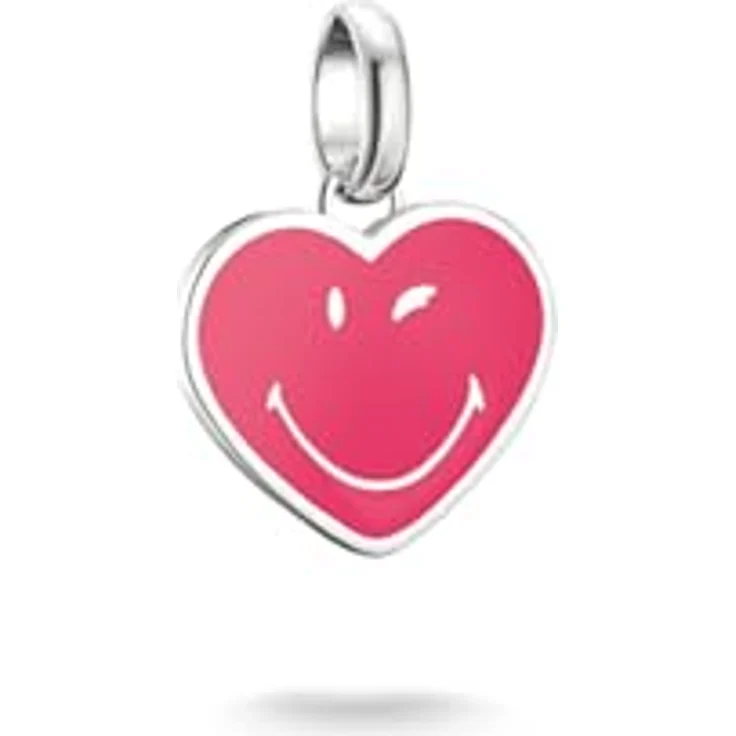 THOMAS SABO Charm-Einhänger SMILEYWORLD® Heart Charm - Connect, leuchtendes Pink mit frechem Grinsen – Bild 3