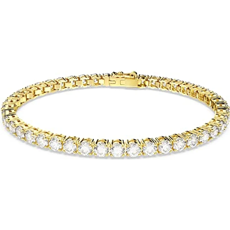 Swarovski Matrix Tennis Armband, Vergoldetes Armkettchen mit Strahlenden Swarovski Kristallen – Bild 1