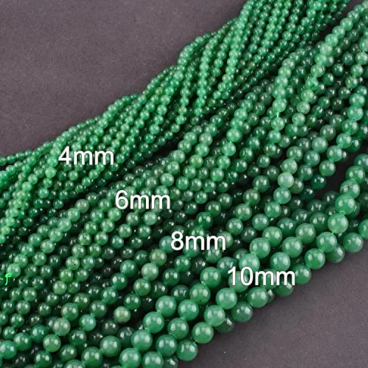 SKYBEADS Grüner Aventurin Halbedelstein Perlen, Runde 8mm, 38cm Strang mit ca. 46 Stück, zum Auffädeln – Bild 5
