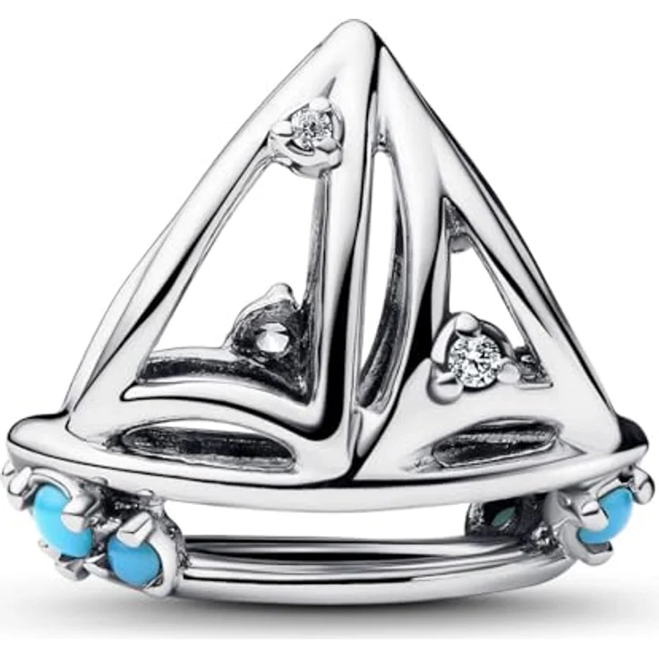 Pandora Moments Segelboot Charm, Sterling Silber mit Zirkonia, von Hand gearbeitet, kompatibel mit Moments Anhängern, 793905C01 – Bild 2