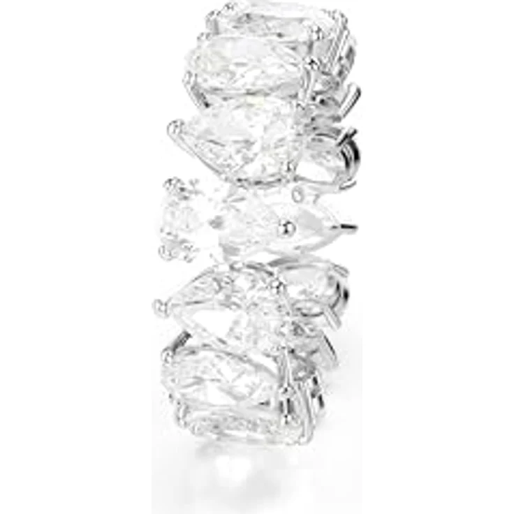 Swarovski Matrix Vittore Ring, Weißer Damenring mit Silberfarbenem Finish und Weißen Kristallen im Tropfenschliff, Größe: 60 – Bild 3
