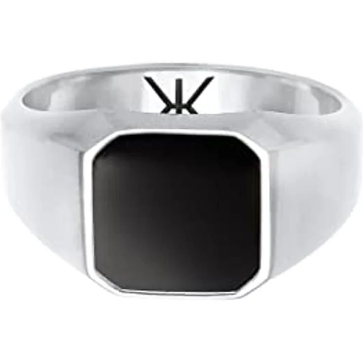 Kuzzoi Siegelring Herrenring Achteck Schwarz mit Emaille in 925 Sterling Silber, 10 mm breit, Ringgröße 66, poliert – Bild 2