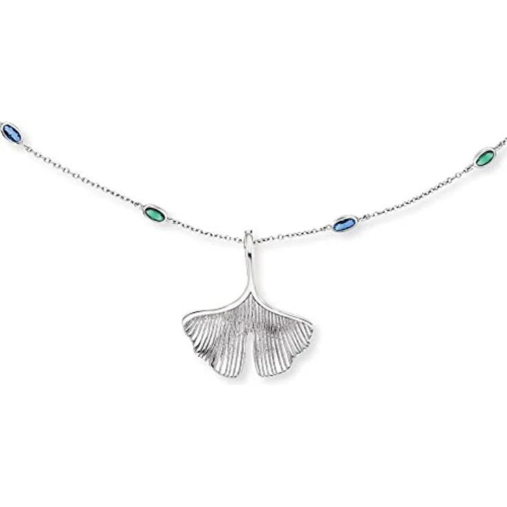 Engelsrufer Damen Halskette Joynature aus Sterling Silber mit Ginkgo, Libelle und Schmetterling Anhängern, 12 farbige Zirkonia Steine, 80 cm, nickelfrei, ohne Verschluss – Bild 1