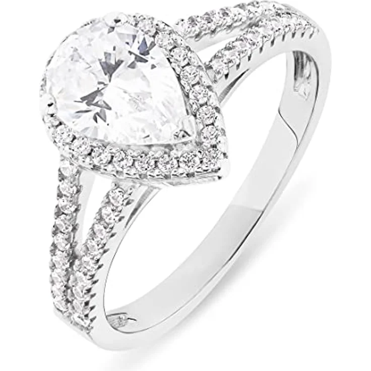 FAVS Damenring 925er Silber mit 1 Zirkonia, Breite 1,1 cm, Stärke 1,6 mm, elegant verpackt – Bild 1