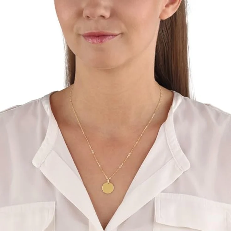 Amor Halskette mit Anhänger Unisex, 45 cm, 585er Gelbgold, rundum gravierbar, inklusive Schmuck Geschenk Box, 2020012 – Bild 2