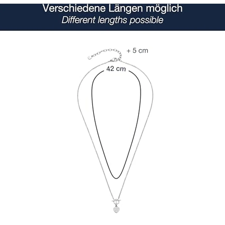 JEWELS BY LEONARDO Ciao Noemi, Halskette aus silberfarbenem Edelstahl mit Herzanhänger und Zirkoniasteinen, 42-47 cm, Geschenk für Frauen, 025736 – Bild 2