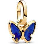 PANDORA ME Blauer Schmetterling Mini-Charm-Anhänger aus 14 Karat vergoldetem Sterling Silber mit Lapis-Lazuli, für ME und Moments Kollektion, 763825C01