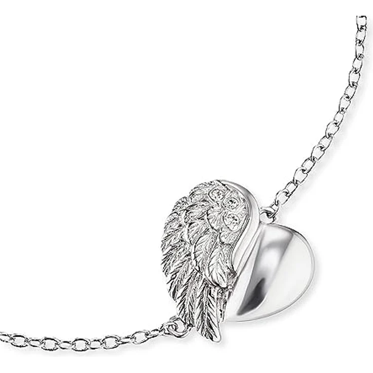 Engelsrufer Herzflügel Armband für Damen, 925er Sterlingsilber rhodiniert mit weißen Zirkonia, Länge 16 cm + 2 cm – Bild 2