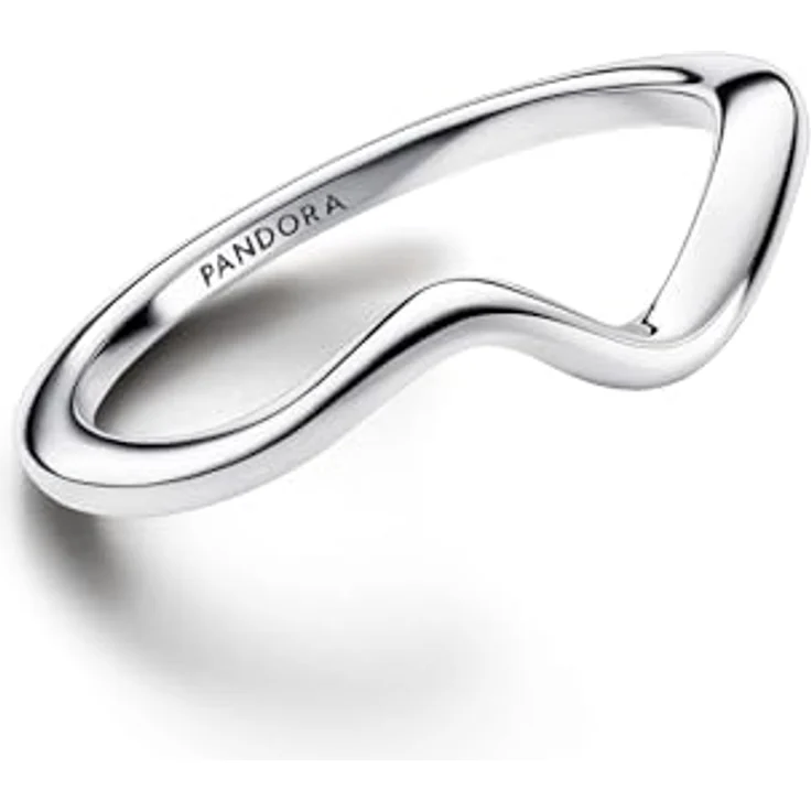 PANDORA Timeless Polierte Welle Ring aus Sterling-Silber, Größe 56, geschwungene Form für elegantes Stacking – Bild 2
